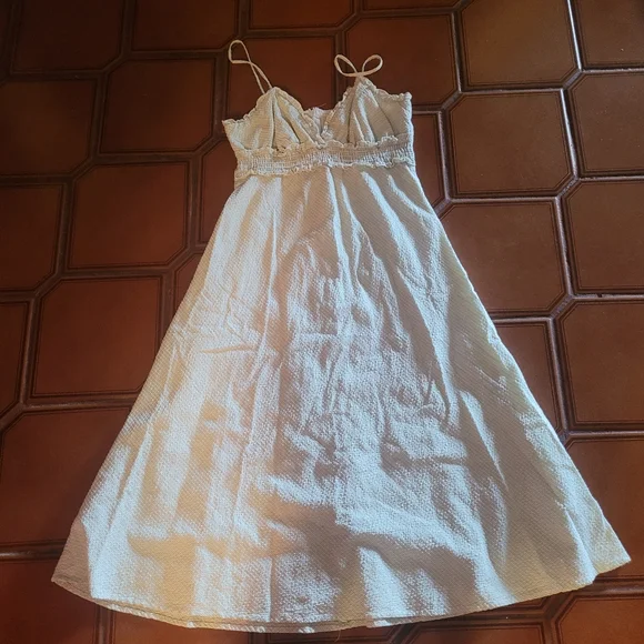 Anthropologie | Dresses | Paradyme Dress Anthropologie Me 2 Magic White  Green Seersucker Womens Sm Midi | Poshmark